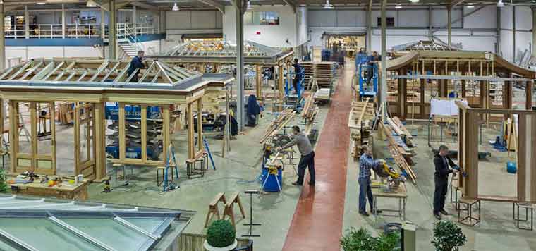 Conservatories being pre-assembled in the Vale workshop